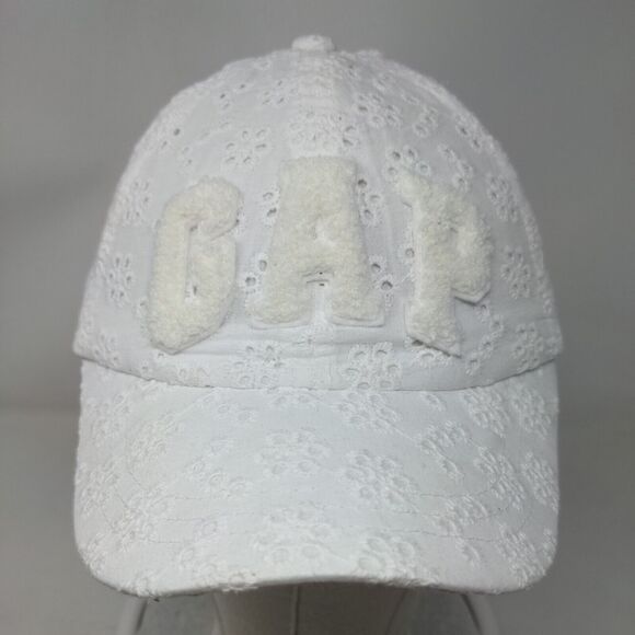 Gap Kids Stretch Strapback Hat White Small/Medium Eyelet Lined - Picture 2 of 8
